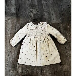Rabbit Bear Organic Corduroy Dress Strawberry Print Smocked‎ Collar 18M